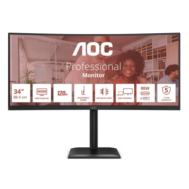 AOC AOC E4 CU34E4CV computer monitor 86.4cm (34") 3440 x 1440 pixels UltraWide Quad HD LCD Black CU34E4CV