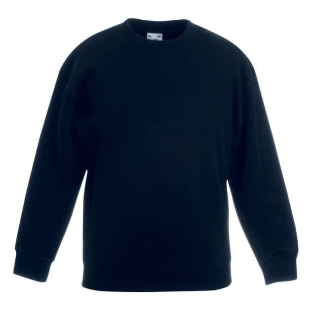Fruit of the Loom Premium 70 30 Sweatshirt in Black Size: 3-4 Years Black Unisex 3-4 Years