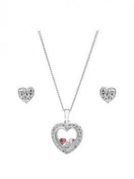 Simply Silver Cubic Zirconia Heart Shaker Jewellery Set