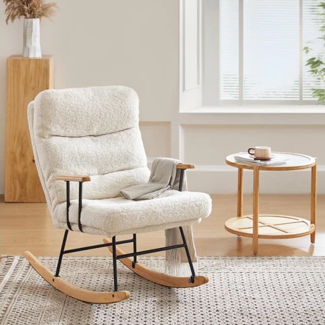 Kabinet UK Sherpa Upholstered Adjustable Rocking Chair White unisex One size