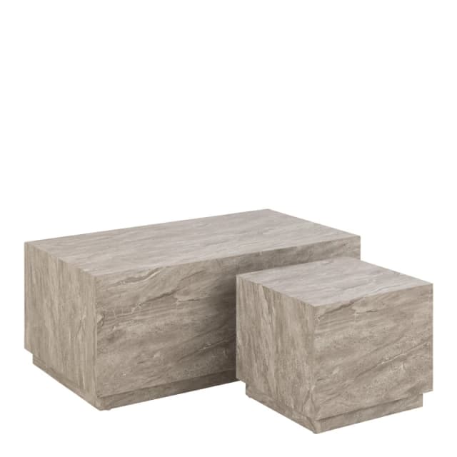 Furniture To Go Dice Coffee Table Set In Grey Marble