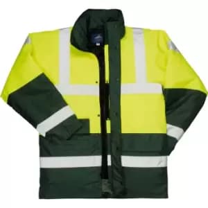 Oxford Weave 300D Class 3 Hi Vis Contrast Traffic Jacket Yellow / Green 2XL