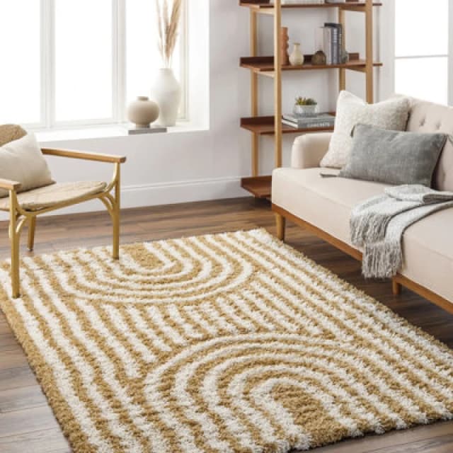 Livabliss Shaggy Modern Plush Pile Camel Christina Area Rug 160 X 220 Cm - Easy Care, Non Shedding, Ideal For Living Room & Bedroom