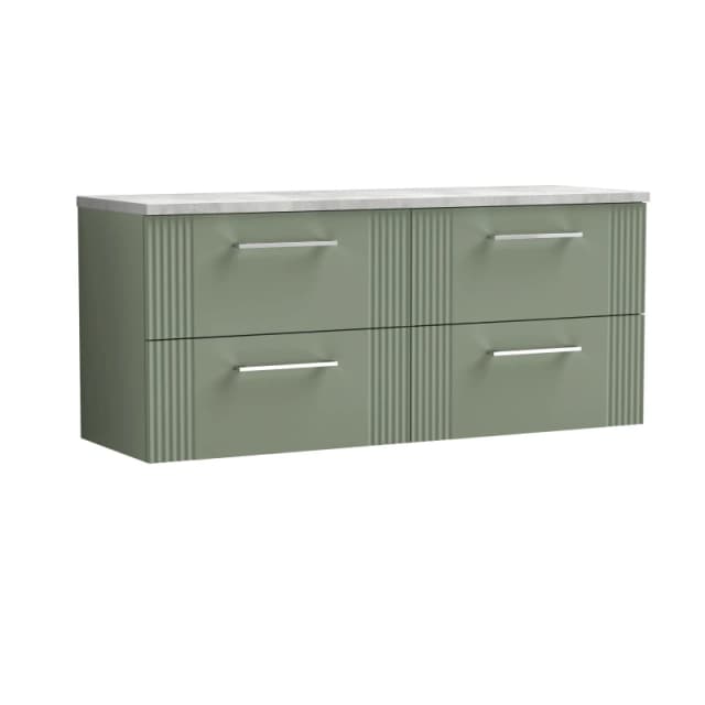 Balterley 4 Drawer Wall Hung Vanity Unit Grey Laminate Worktop, Green 1200mm Green Unisex