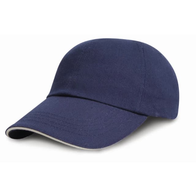 Result Headwear Low Profile Heavy Brushed Cotton Cap With Sandwich Peak in Navy Navy Unisex One Size