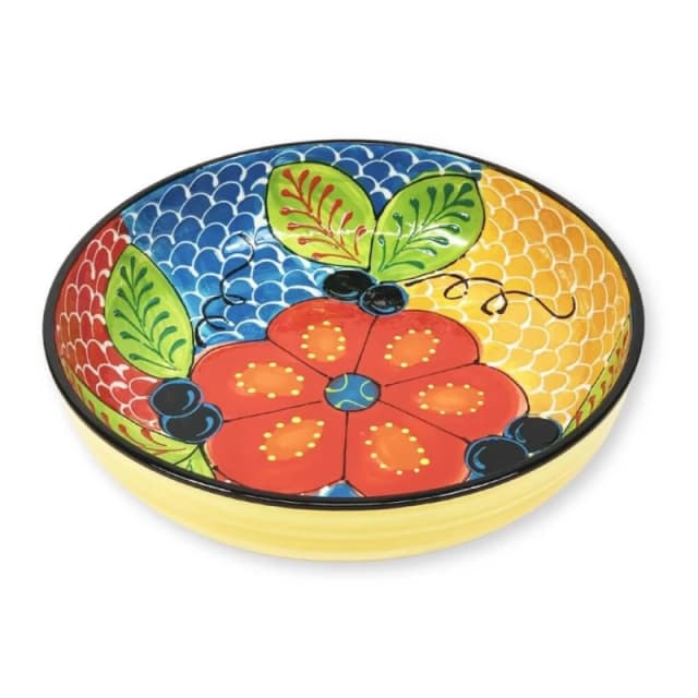 Verano Spanish Ceramics Classic Spanish Hand Painted Kitchen Dining Decor Large Bowl (Diam) 30cm Fish Scales Multi