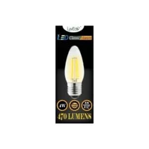 Lyveco ES Clear LED 4 Filament 470 Lumens Candle 2700K 4 Watt - 4605