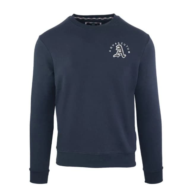 Aquascutum Mens Roundnk Sweat Crew Sweatshirt Crew Sweaters Small Blue 52310318350