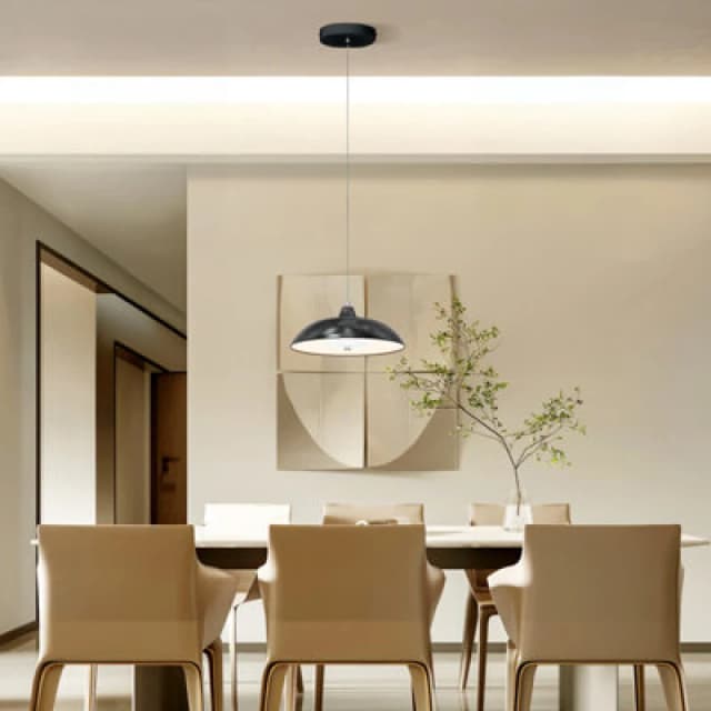 Tcp Single Unit Black Hanging Pendant Ceiling Light, Ip20 With Switchable Cct Options