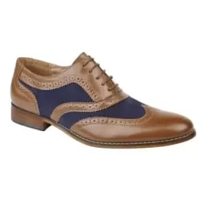 Roamers Boys 5 Eye Brogue Oxford Shoes (2 UK) (Tan/Navy)