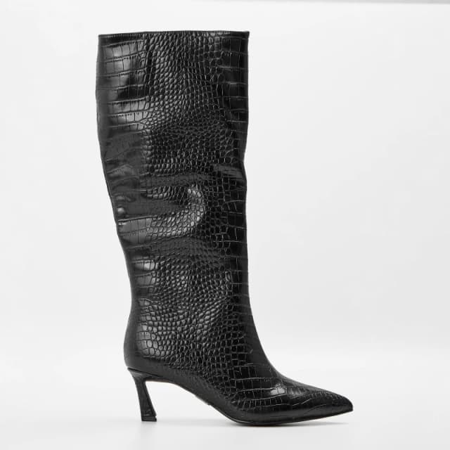 Steve Madden Womens Lavan Ankle Heeled Boots Black Croco female 3 (36)