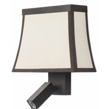 05-leds C4 - Fancy wall lamp with reading light, brown steel and beige cotton lampshade