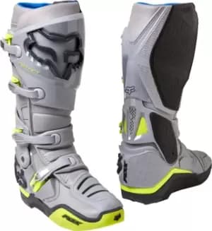 FOX Instinct Motocross Boots, grey-yellow, Size 46, grey-yellow, Size 46