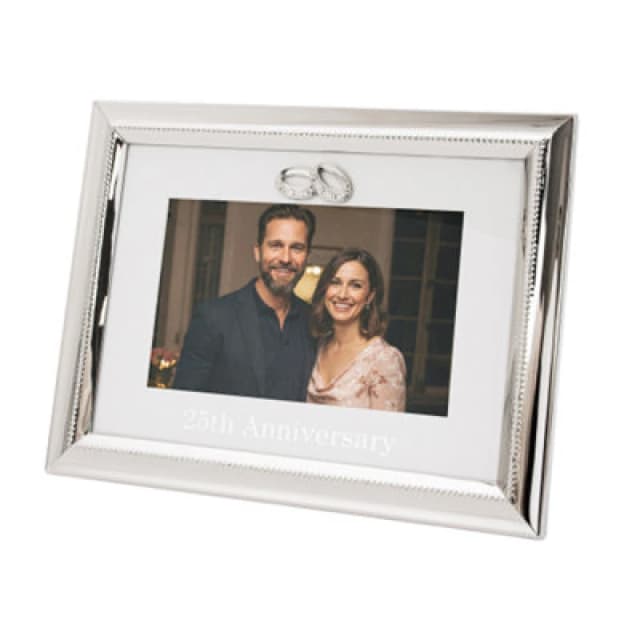Happy Homewares 25Th Anniversary Picture Frame In Nickel Plating With Diamante Rings