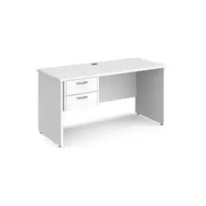 Office Desk Rectangular Desk 1400mm With Pedestal White Top And Panel End Leg 600mm Depth Maestro 25