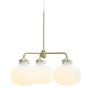 Raito 3 Arm Multi Arm Pendant Ceiling Light Opal Glass, E27
