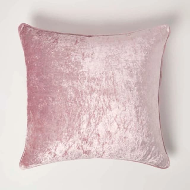 Homescapes Pink Luxury Crushed Velvet Cushion Cover 45 X 45 Cm