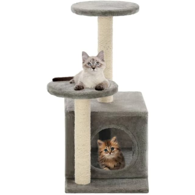 vidaXL Cat Tree with Sisal Scratching Posts 60cm Grey Kitten Playhouse Tower