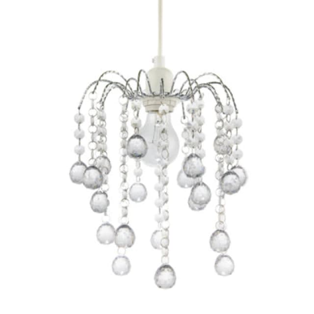Happy Homewares Chic Waterfall Pendant Light Shade With Clear Acrylic Balls And Beads