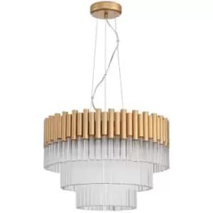 Spring Contemporary Pendant Ceiling 7 Light Gold, Crystal
