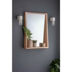 Southbourne Wooden Wall Mirror With Shelf Hallway 70x50cm Beech - Garden Trading