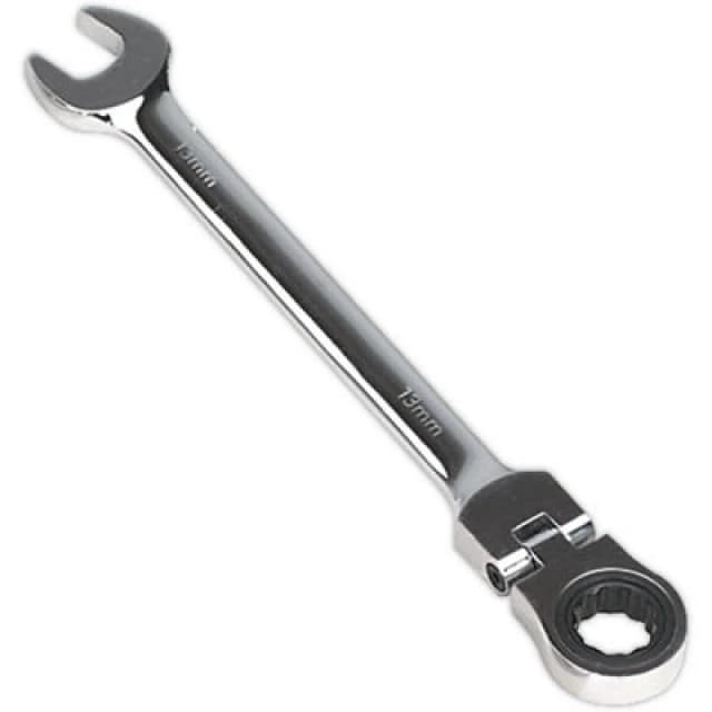 Loops 13mm Flexible Ratchet Combination Spanner - Flexible Ring Head - Chrome Vanadium Multi
