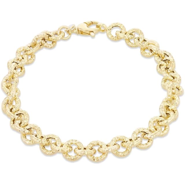 Be You 9ct Gold Textured Belcher Link Bracelet Yellow Gold female 7.5in