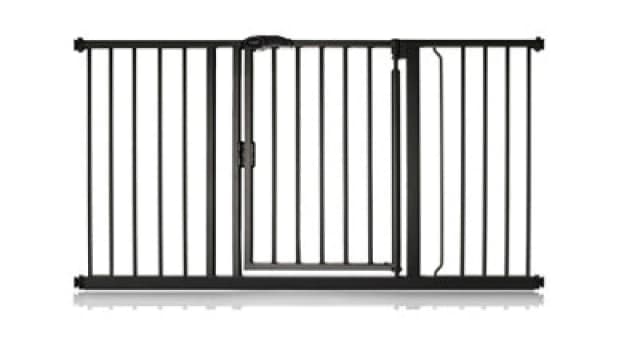 Safetots Pressure Fit Self Closing Stair Gate, 139.8Cm - 146.8Cm, Matt Black, Auto Closing Baby Gate, Safety Barrier