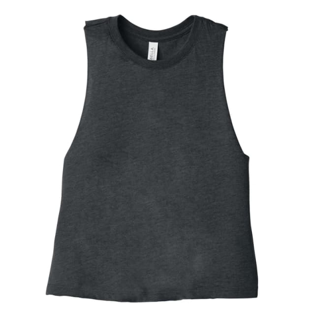 Bella + Canvas Womens Racerback Cropped Sleeveless Tank Top in Dark Grey Size: Small Dark Grey Female S