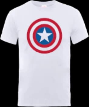 Marvel Avengers Assemble Captain America Simple Shield T-Shirt - White - L