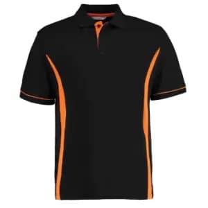 Kustom Kit Scottsdale Mens Short Sleeve Polo Shirt (XL) (Black/Orange)