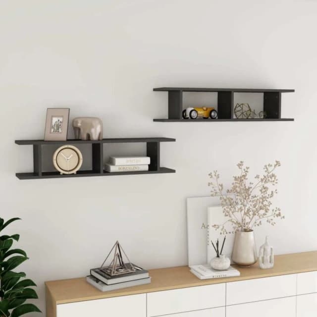 VIDAXL Vidaxl - Wall Shelf 2 pcs High Gloss Grey 90x18x20cm Engineered Wood 8720286596227