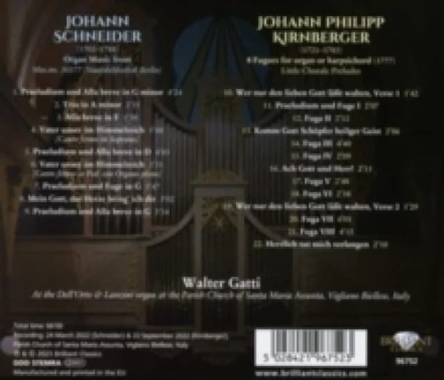 Johann Schneider/Johann Philipp Kirnberger: Organ Music CD / Album (Jewel Case)