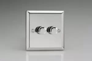 Varilight Classic 2 Gang 1or 2 Way 2x400W Dimmer Switch - Mirror Chrome - HC83