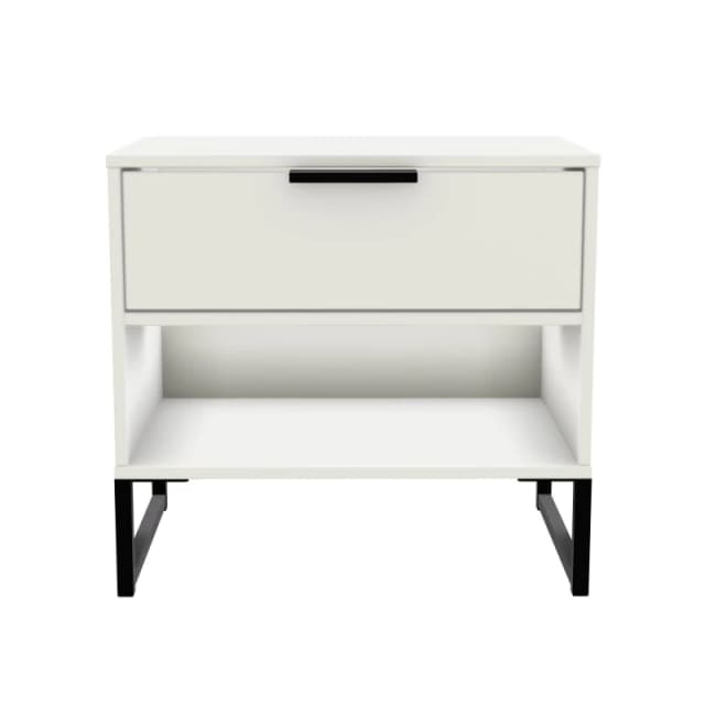 Madrid 1 Drawer 1 Open Bedside In White Matt (Ready Assembled)