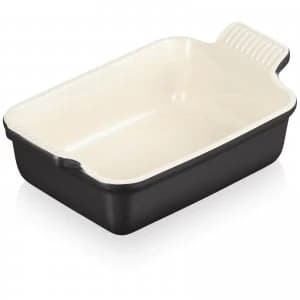 Le Creuset Stoneware Small Heritage Rectangular Roasting Dish - 19cm - Satin Black