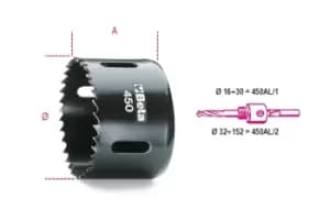 Beta Tools 450 HSS-Cobalt 8% Bi Metal Holesaw Ø: 102mm (4") 004500102