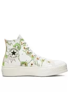 Converse Chuck Taylor All Star Lift Floral Canvas Hi - Beige, Beige, Size 3, Women