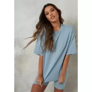 Missguided Coord Tshirt & Cycling Short Set - Blue