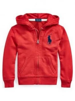 Ralph Lauren Boys Big Pony Zip Through Hoodie - Red