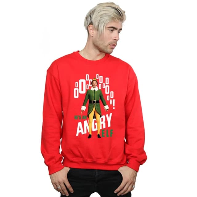 Elf Elf Men Angry Sweatshirt in Red Size: Small Red S Male 5057736059920