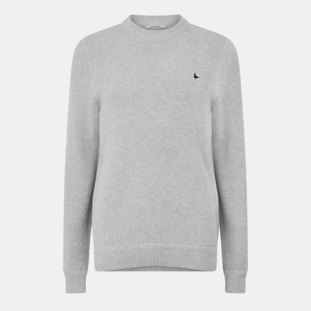 Jack Wills Linus seed stitch Crew Neck Jumper Men Grey Marl male XS