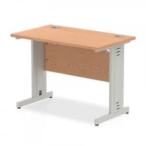 Trexus Desk Rectangle Cable Managed Silver Leg 1000x600mm Oak Ref