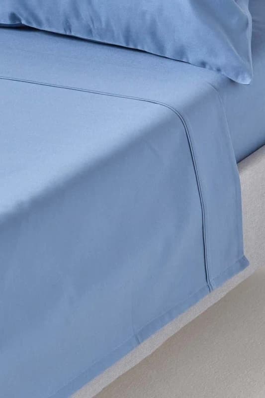 Homescapes Air Force Blue Egyptian Cotton Flat Sheet 1000 Thread Count, Double