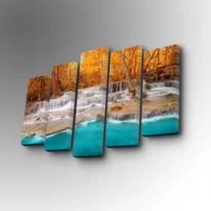 5PUC-136 Multicolor Decorative Canvas Painting (5 Pieces)