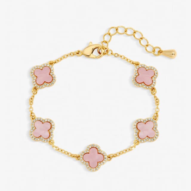 Jon Richard Gold Plated Pink Clover Bracelet Chain Bracelets One Size Gold 73784610000