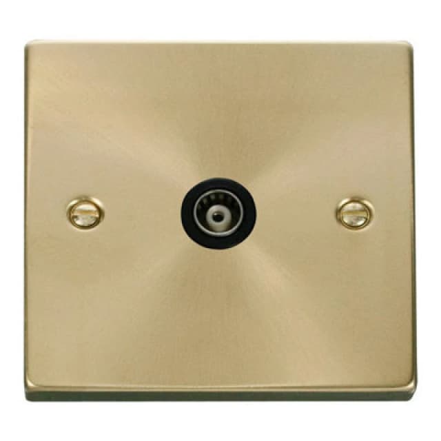 SE Home Satin / Brushed Brass Single Isolated Coaxial Socket Gold