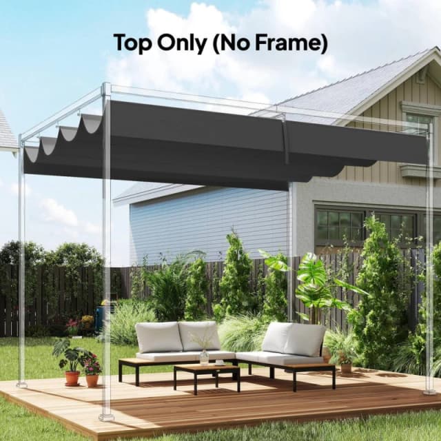 OUTSUNNY Retractable Pergola Canopy Only for 4 x 3m Pergola, Dark Grey Dark Grey Unisex