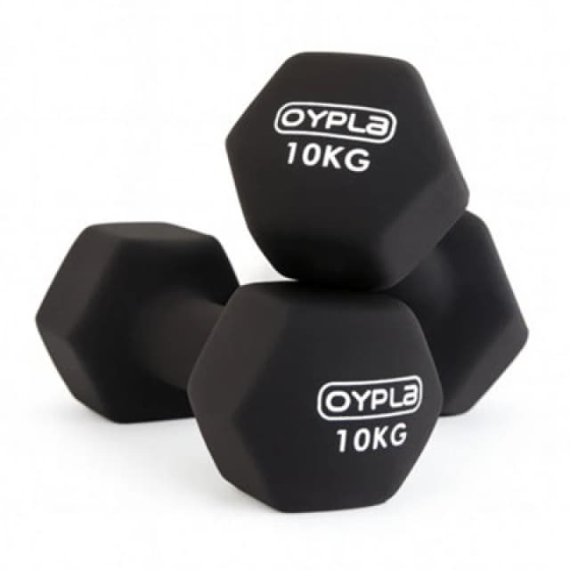 Oypla Pair Of 10Kg Hex Anti Roll Neoprene Non Slip Hand Dumbbells Workout Weights
