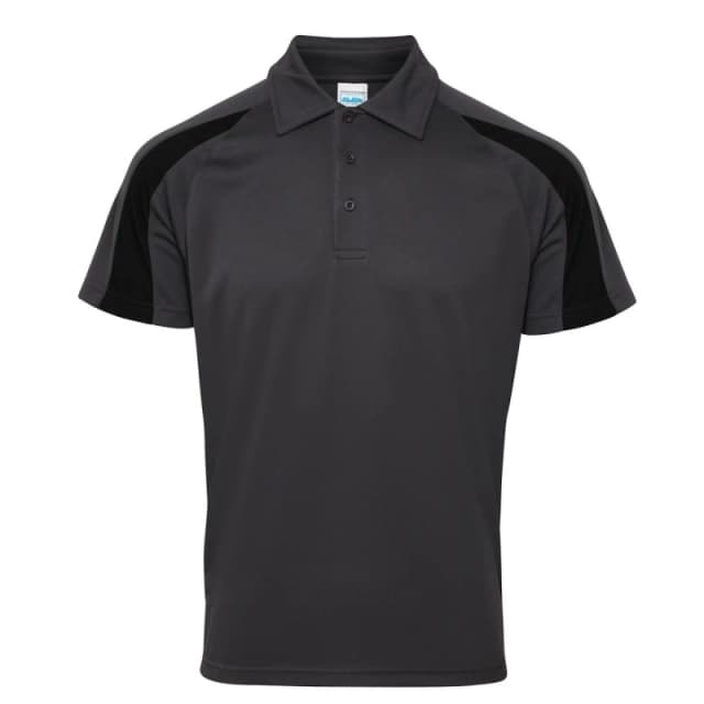 AWDis AWDis Men Just Cool Short Sleeve Contrast Panel Polo Shirt in Charcoal Size: large Charcoal L Male 5057520134765